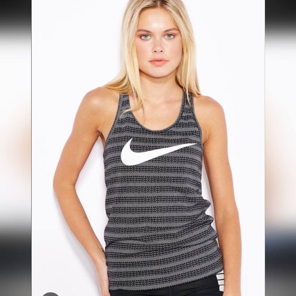 Nike Black and White Swoosh Tank Top